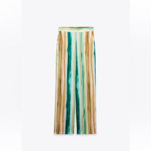 Zara Striped Print Straight Cut Pants - NWT